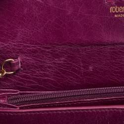 Pre Owned Roberto Cavalli Purple Leather Double Snake Flap Continental Wallet