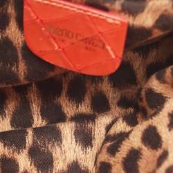 Pre Owned Roberto Cavalli Red Crocodile Embossed Leather Serpenti Flap Chain Bag