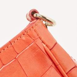 Pre Owned Roberto Cavalli Red Crocodile Embossed Leather Serpenti Flap Chain Bag