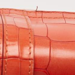 Pre Owned Roberto Cavalli Red Crocodile Embossed Leather Serpenti Flap Chain Bag