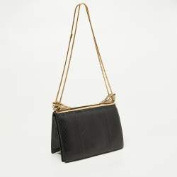 Pre Owned Roberto Cavalli Black Watersnake Leather Serpente Frame Chain Bag