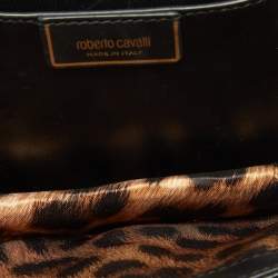 Pre Owned Roberto Cavalli Black Watersnake Leather Serpente Frame Chain Bag