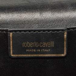Pre Owned Roberto Cavalli Black Watersnake Leather Serpente Frame Chain Bag