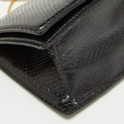 Pre Owned Roberto Cavalli Black Watersnake Leather Serpente Frame Chain Bag