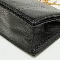 Pre Owned Roberto Cavalli Black Watersnake Leather Serpente Frame Chain Bag