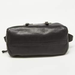 Roberto Cavalli Black Leather Zip Detail Duffle Bag