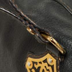 Roberto Cavalli Black Leather Zip Detail Duffle Bag