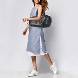 Roberto Cavalli Black Leather Zip Detail Duffle Bag