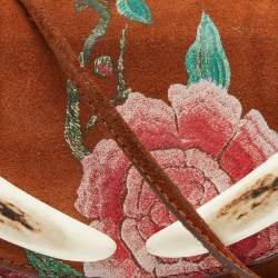 Pre Owned Roberto Cavalli Brown Suede Flap Crossbody Bag