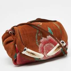 Pre Owned Roberto Cavalli Brown Suede Flap Crossbody Bag
