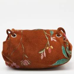 Pre Owned Roberto Cavalli Brown Suede Flap Crossbody Bag