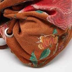 Pre Owned Roberto Cavalli Brown Suede Flap Crossbody Bag