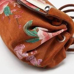 Pre Owned Roberto Cavalli Brown Suede Flap Crossbody Bag