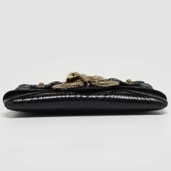 Pre Owned Roberto Cavalli Black Snakeskin Embellished Chain Clutch