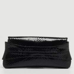 Pre Owned Roberto Cavalli Black Snakeskin Embellished Chain Clutch