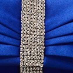 Pre Owned Roberto Cavalli Blue Satin Crystal Embellished Clutch