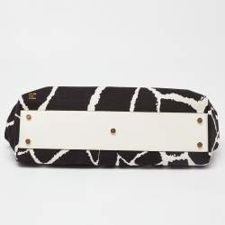 Roberto Cavalli Black/White Printed Canvas and Leather Bag