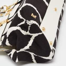 Roberto Cavalli Black/White Printed Canvas and Leather Bag