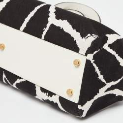 Roberto Cavalli Black/White Printed Canvas and Leather Bag