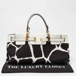 Roberto Cavalli Black/White Printed Canvas and Leather Bag