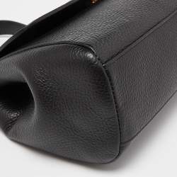 Roberto Cavalli Black Leather Serpente Top Handle Bag