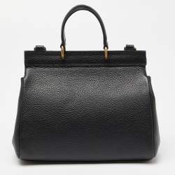 Roberto Cavalli Black Leather Serpente Top Handle Bag