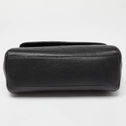 Roberto Cavalli Black Leather Serpente Top Handle Bag