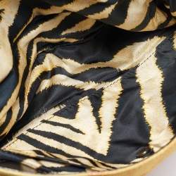 Roberto Cavalli Multicolor Floral Print Shimmer Fabric and Leather Tote