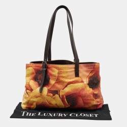 Roberto Cavalli Multicolor Floral Print Shimmer Fabric and Leather Tote