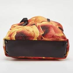 Roberto Cavalli Multicolor Floral Print Shimmer Fabric and Leather Tote