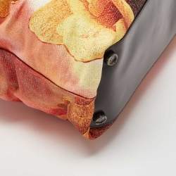 Roberto Cavalli Multicolor Floral Print Shimmer Fabric and Leather Tote