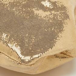 Pre Owned Roberto Cavalli Gold Shimmer Suede Ring Handle Clutch