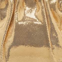 Pre Owned Roberto Cavalli Gold Shimmer Suede Ring Handle Clutch