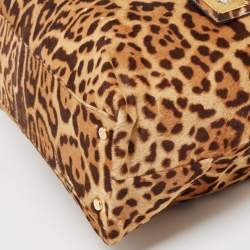 Roberto Cavalli Brown Leopard Print Calf Hair Tote