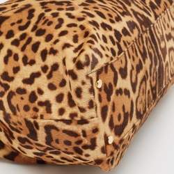Roberto Cavalli Brown Leopard Print Calf Hair Tote