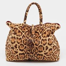 Roberto Cavalli Brown Leopard Print Calf Hair Tote