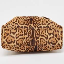 Roberto Cavalli Brown Leopard Print Calf Hair Tote