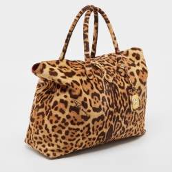 Roberto Cavalli Brown Leopard Print Calf Hair Tote