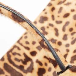 Roberto Cavalli Brown Leopard Print Calf Hair Tote
