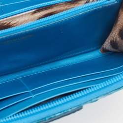 Roberto Cavalli Blue Python Zip Around Continental Wallet