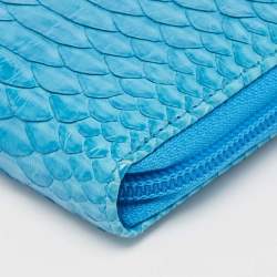 Roberto Cavalli Blue Python Zip Around Continental Wallet
