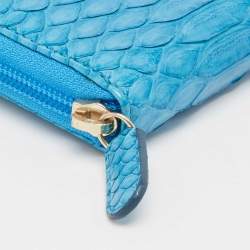 Roberto Cavalli Blue Python Zip Around Continental Wallet