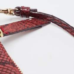 Pre Owned Roberto Cavalli Burgundy Python Flat Clutch Bag