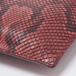 Pre Owned Roberto Cavalli Burgundy Python Flat Clutch Bag