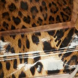 Roberto Cavalli Beige/Black Leopard Print Coated Canvas Snap Tote