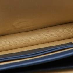 Pre Owned Roberto Cavalli Navy Blue Leather RC Monogram Flap Chain Bag