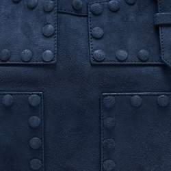 Pre Owned Roberto Cavalli Blue Suede Pebble Studded Tote