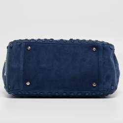 Pre Owned Roberto Cavalli Blue Suede Pebble Studded Tote