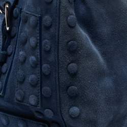 Pre Owned Roberto Cavalli Blue Suede Pebble Studded Tote