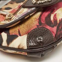 Pre Owned Roberto Cavalli Multicolor Printed Fabric and Leather Shoulder Bag